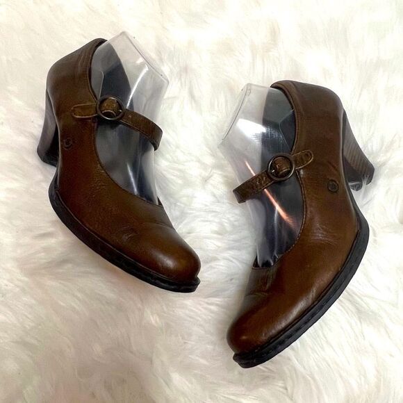 Hand Crafted Born Mary Jane Heeled Shoe Brown Genuine leather Size 9.5 Bin11 - Picture 1 of 12